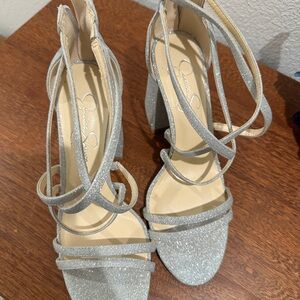 Jessica Simpson Sparkling Silver Strappy Heels